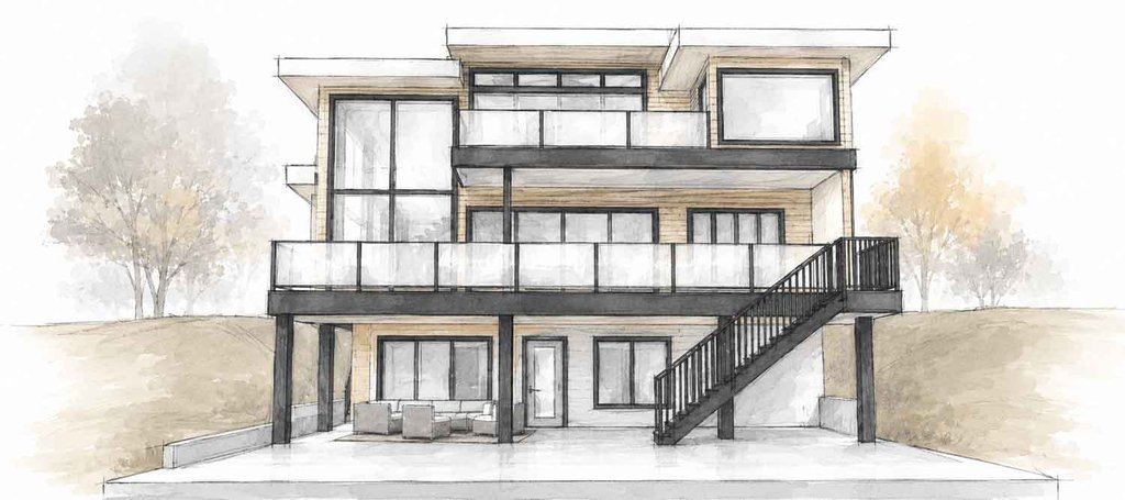 Exterior - Rear Elevation 2 for Contemporary House Plan #1101-70 - 3 bed, 3.5 bath