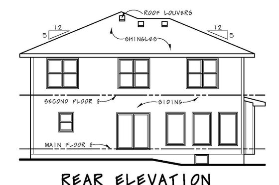 Exterior - Rear Elevation for Craftsman House Plan #20-2289 - 4 bed, 2.5 bath