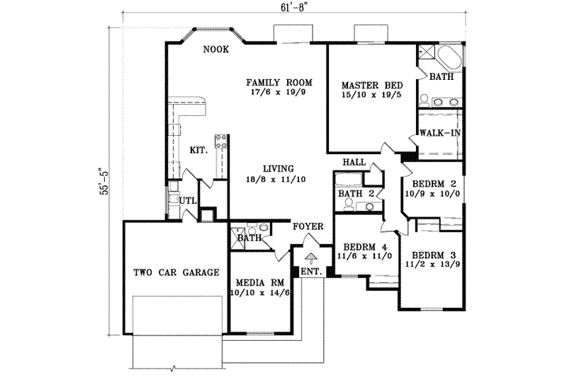 House Plan Design - Floor Plan - Main Floor for Adobe / Southwestern House Plan #1-1458 - 5 bed, 3 bath