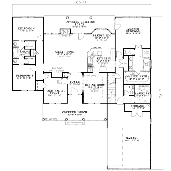 Southern Floor Plan - Main Floor Plan #17-625