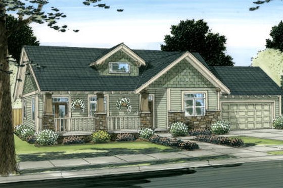Exterior - Front Elevation 3 for Craftsman House Plan #126-142 - 2 bed, 2 bath