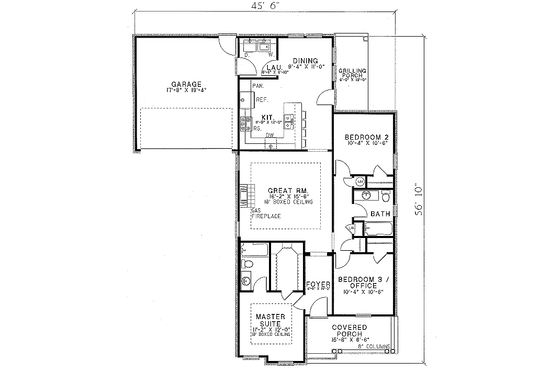 Floor Plan - Main Floor for Traditional House Plan #17-198 - 3 bed, 2 bath