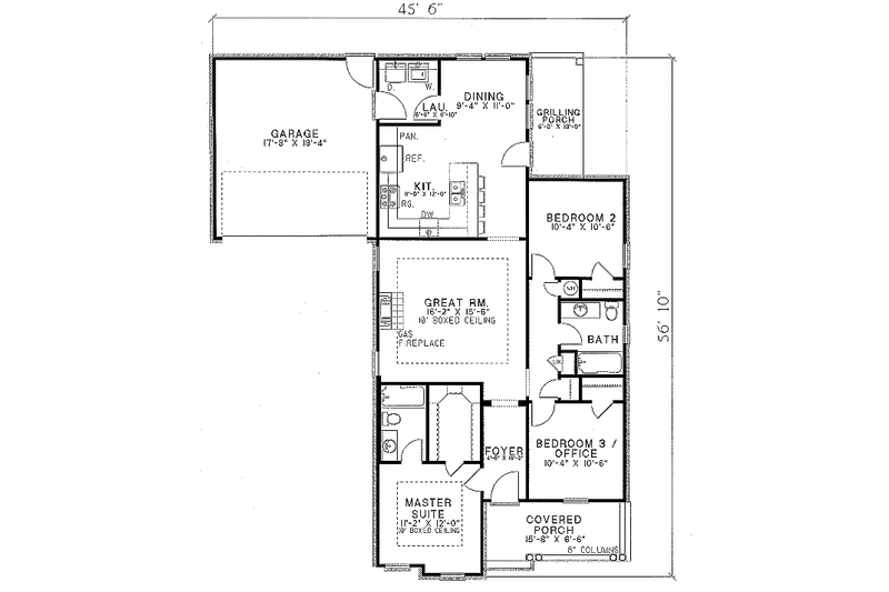 Dream House Plan - Floor Plan - Main Floor for Traditional House Plan #17-198 - 3 bed, 2 bath