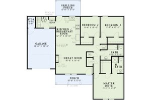 Floor Plan - Main Floor for Ranch House Plan #17-2081 - 3 bed, 2 bath