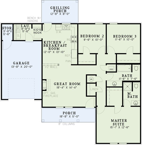 House Plan Design - Ranch Floor Plan - Main Floor Plan #17-2081