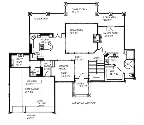 Dream House Plan - Floor Plan - Main Floor for Craftsman House Plan #117-1110 - 3 bed, 2.5 bath