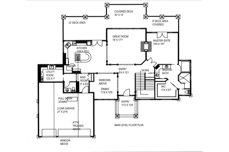 Dream House Plan - Floor Plan - Main Floor for Craftsman House Plan #117-1110 - 3 bed, 2.5 bath