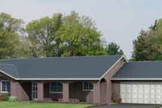 Exterior - Front Elevation for Adobe / Southwestern House Plan #1-351 - 4 bed, 2 bath