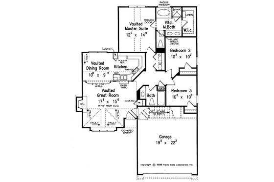 Floor Plan - Main Floor for Cottage House Plan #927-19 - 3 bed, 2 bath