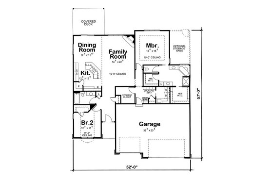 Floor Plan - Main Floor for Traditional House Plan #20-2089 - 2 bed, 2 bath