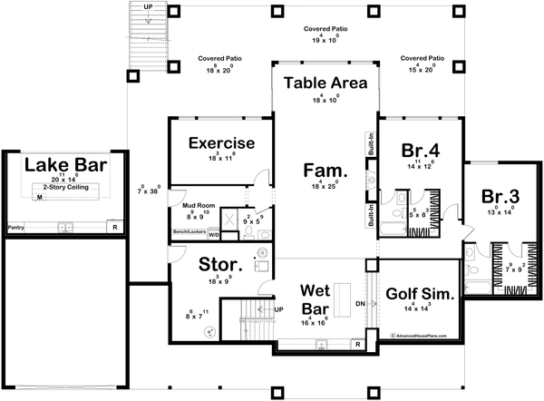 Modern Floor Plan - Lower Floor Plan #455-392