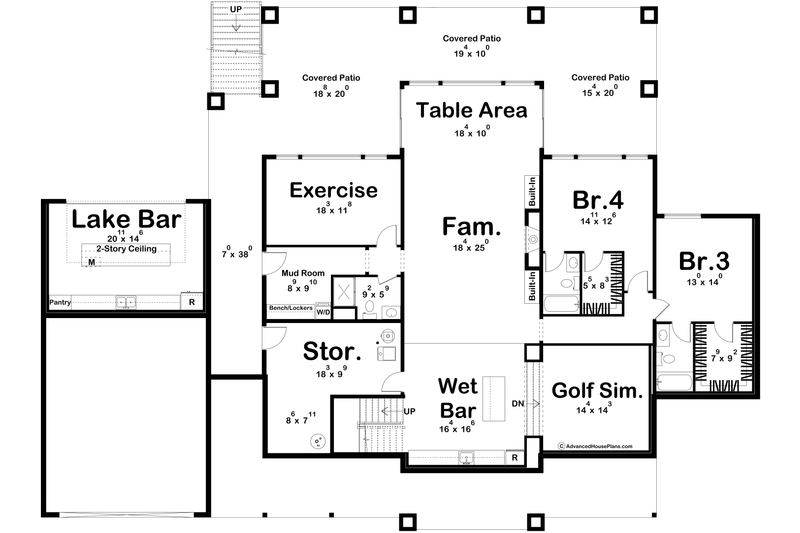 House Design - Floor Plan - Lower Floor for Modern House Plan #455-392 - 2 bed, 2 bath