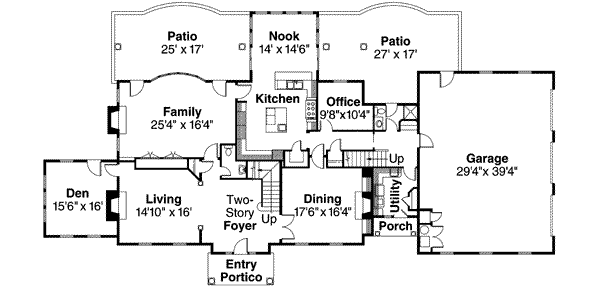 Architectural House Design - Traditional Floor Plan - Main Floor Plan #124-463
