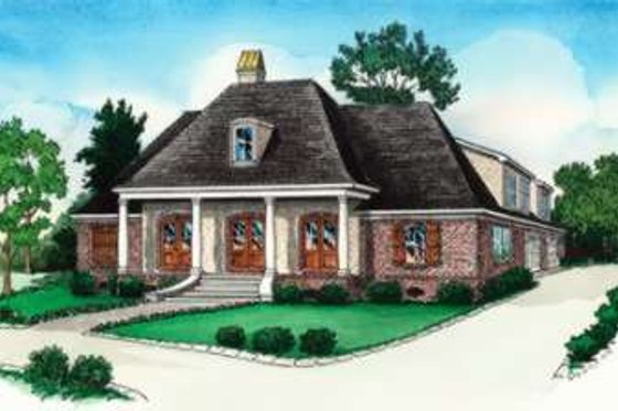 Exterior - Front Elevation for European House Plan #16-313 - 4 bed, 4 bath