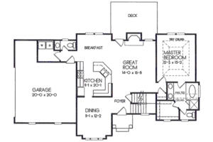 Floor Plan - Main Floor for European House Plan #129-109 - 3 bed, 2.5 bath