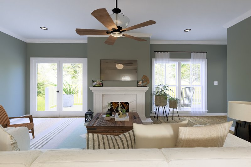 Home Plan - Interior - Family Room for Farmhouse House Plan #44-277 - 3 bed, 2 bath