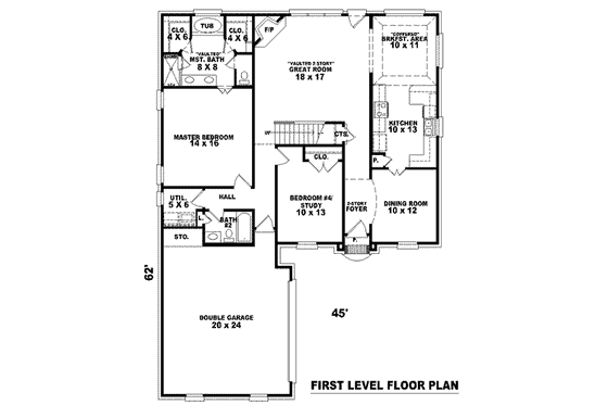 Floor Plan - Main Floor for European House Plan #81-832 - 4 bed, 3 bath