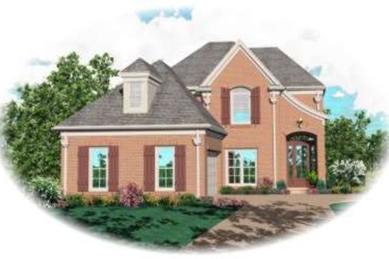 Exterior - Front Elevation for European House Plan #81-762 - 3 bed, 2.5 bath