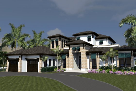 Exterior - Front Elevation for Mediterranean House Plan #548-15 - 4 bed, 5 bath