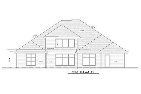 Exterior - Rear Elevation for Traditional House Plan #20-2559 - 4 bed, 4.5 bath