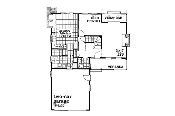 Floor Plan - Main Floor for Traditional House Plan #47-133 - 3 bed, 2.5 bath