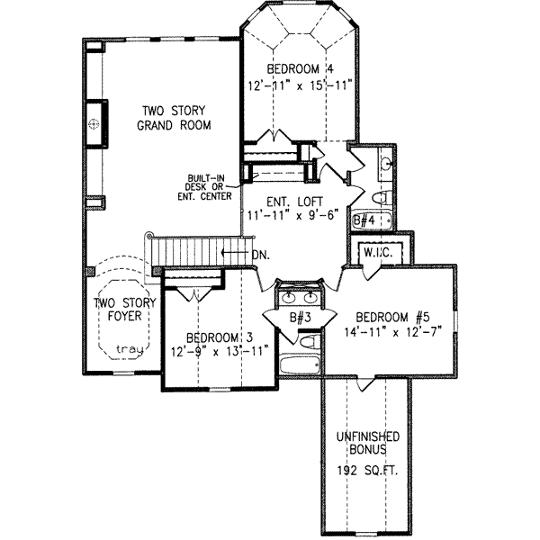 Architectural House Design - Southern Floor Plan - Upper Floor Plan #54-172