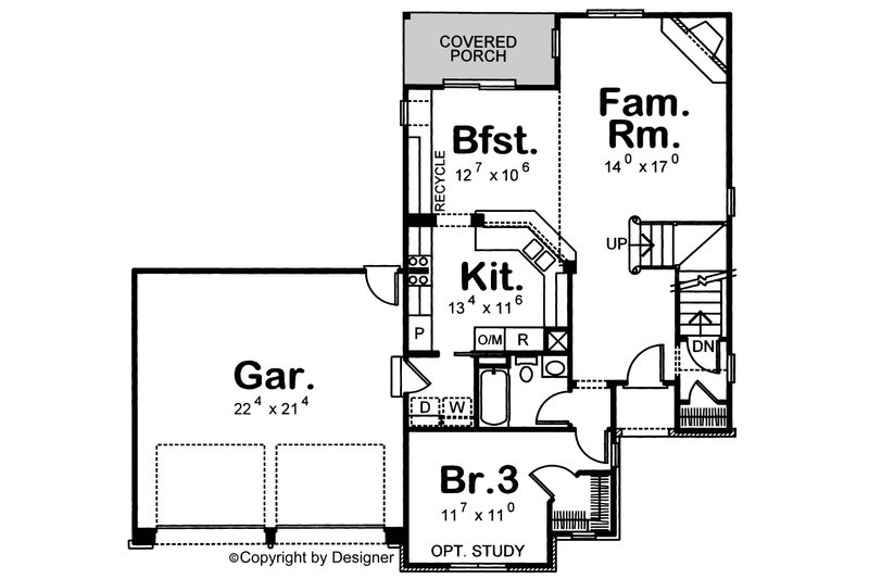 Home Plan - Floor Plan - Main Floor for European House Plan #20-1403 - 3 bed, 3 bath