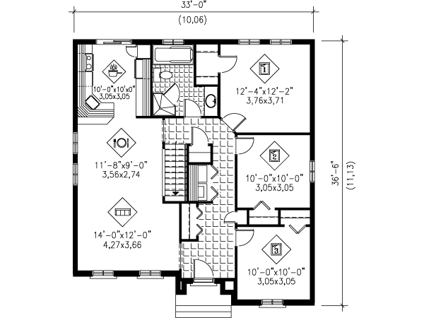 Architectural House Design - Cottage Floor Plan - Main Floor Plan #25-4113