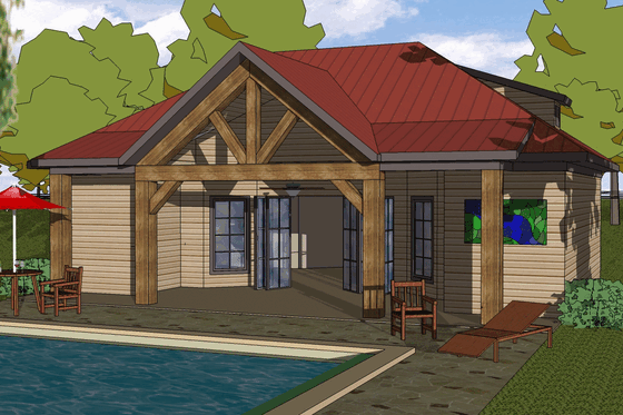 Exterior - Front Elevation for Craftsman House Plan #8-147 - 1 bed, 2 bath