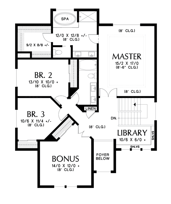 House Blueprint - Contemporary Floor Plan - Upper Floor Plan #48-990