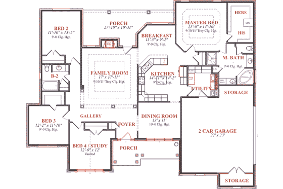 Floor Plan - Main Floor for Traditional House Plan #63-108 - 4 bed, 2 bath