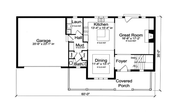 Floor Plan - Main Floor for Traditional House Plan #46-899 - 4 bed, 2.5 bath