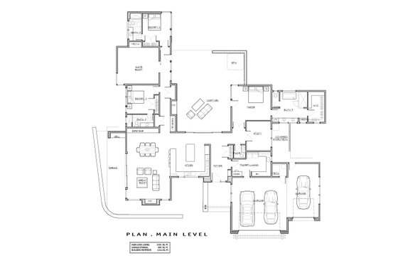 Floor Plan - Main Floor for Modern House Plan #892-47 - 3 bed, 3.5 bath