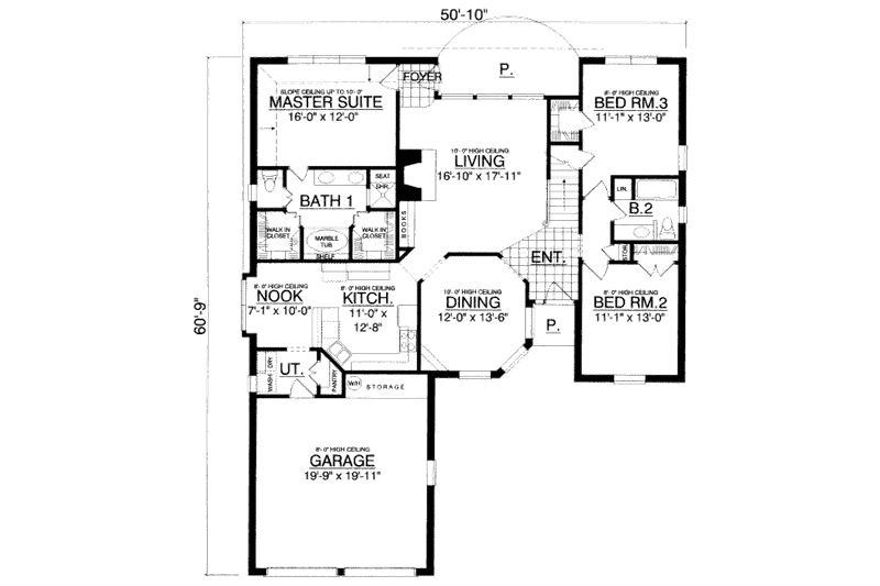 Home Plan - Floor Plan - Main Floor for Traditional House Plan #40-407 - 3 bed, 2 bath