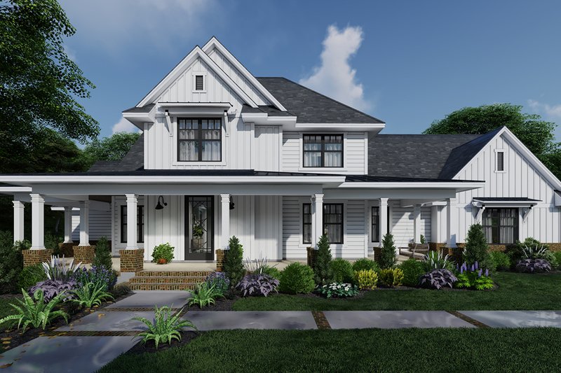 Dream House Plan - Farmhouse Exterior - Front Elevation Plan #120-266