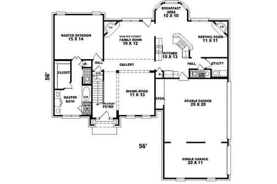 Floor Plan - Main Floor for European House Plan #81-522 - 4 bed, 2.5 bath