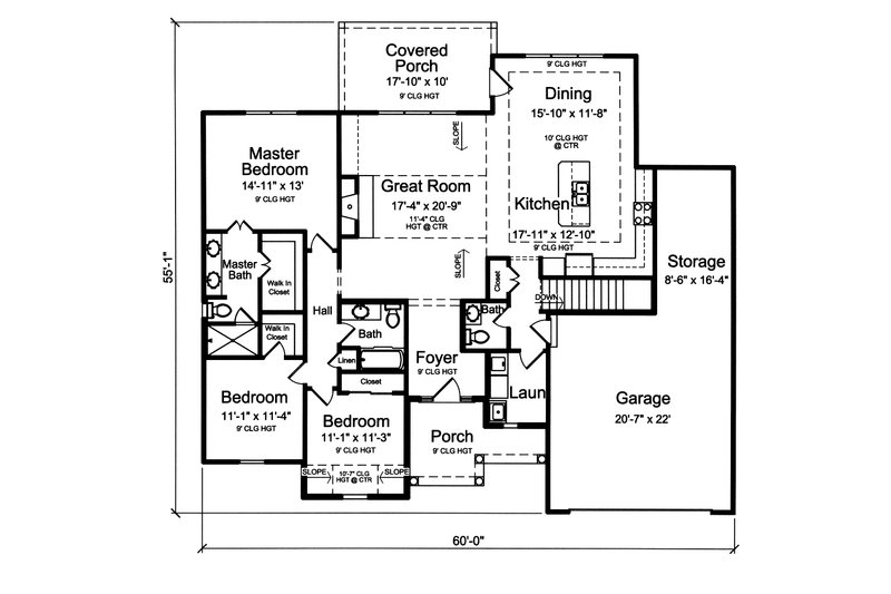 Dream House Plan - Floor Plan - Main Floor for Ranch House Plan #46-872 - 3 bed, 2.5 bath