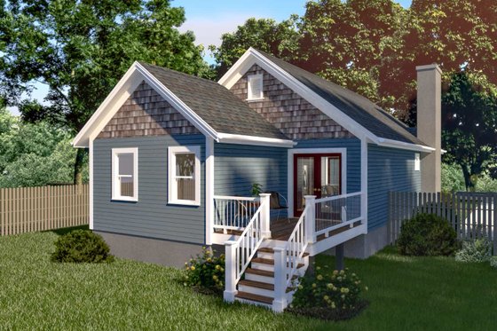 Exterior - Rear Elevation for Bungalow House Plan #79-309 - 4 bed, 2 bath