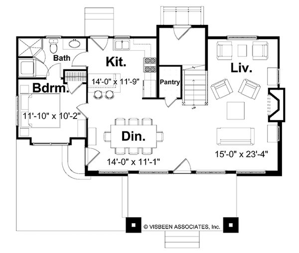 Architectural House Design - Floor Plan - Main Floor for Farmhouse House Plan #928-419 - 3 bed, 2 bath