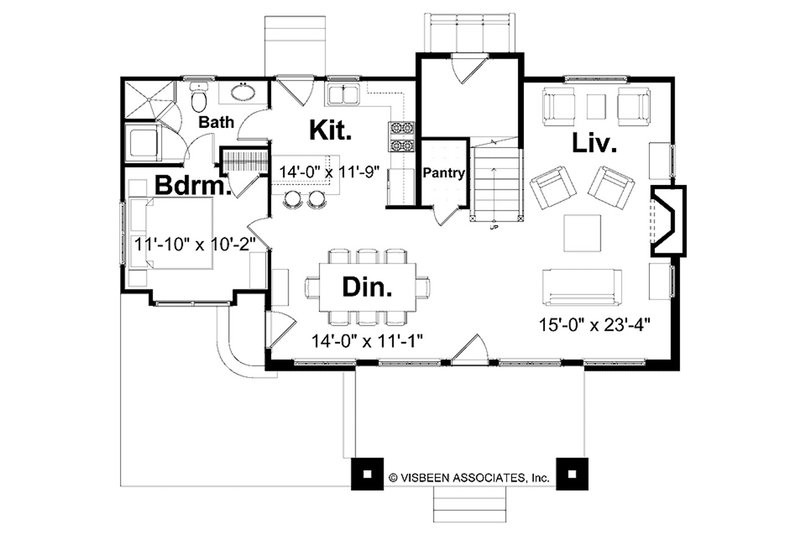 Architectural House Design - Floor Plan - Main Floor for Farmhouse House Plan #928-419 - 3 bed, 2 bath
