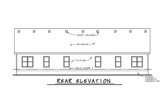 Exterior - Rear Elevation for Traditional House Plan #20-404 - 6 bed, 4 bath