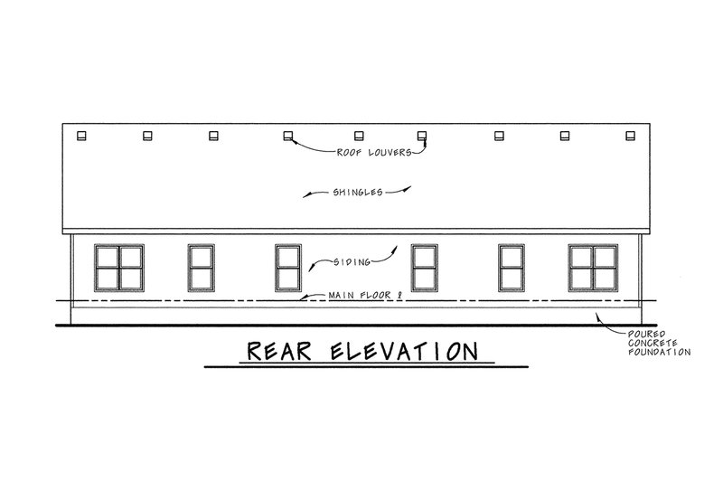 House Plan Design - Exterior - Rear Elevation for Traditional House Plan #20-404 - 6 bed, 4 bath