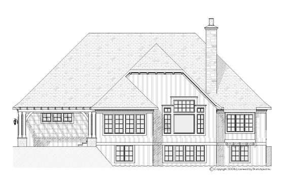 Exterior - Rear Elevation for European House Plan #901-95 - 4 bed, 3.5 bath
