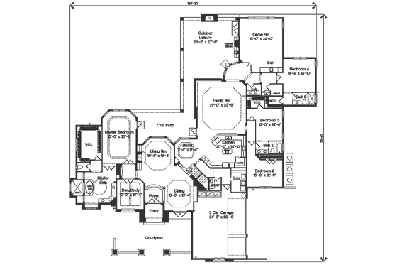 Floor Plan - Main Floor for Mediterranean House Plan #135-155 - 4 bed, 4.5 bath