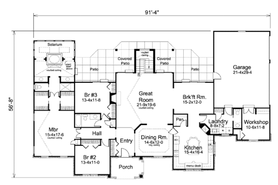 Floor Plan - Main Floor for Country House Plan #57-278 - 3 bed, 2.5 bath