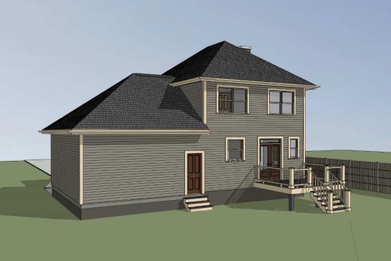 Exterior - Rear Elevation for Southern House Plan #79-168 - 3 bed, 2.5 bath