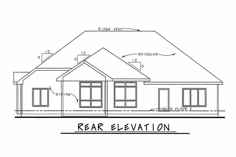 Home Plan - Exterior - Rear Elevation for Traditional House Plan #20-2078 - 3 bed, 2.5 bath