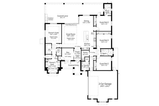 Floor Plan - Main Floor for Ranch House Plan #938-111 - 4 bed, 3 bath