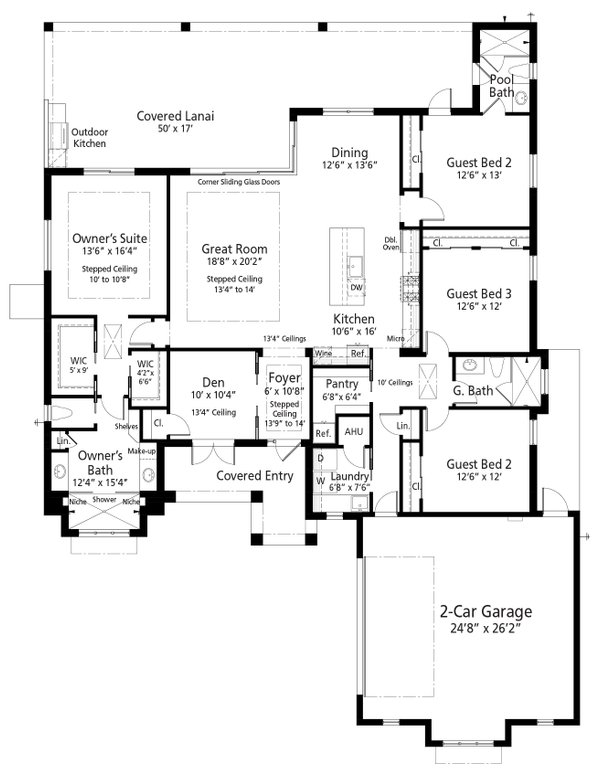 House Blueprint - Ranch Floor Plan - Main Floor Plan #938-111