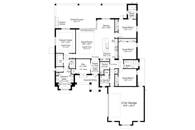 Architectural House Design - Floor Plan - Main Floor for Ranch House Plan #938-111 - 4 bed, 3 bath